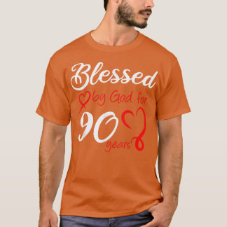 Camiseta Abençoado por Deus por 90 anos de Festa de anivers