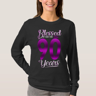 Camiseta Abençoado por Deus por 90 anos de idade 90 Anivers