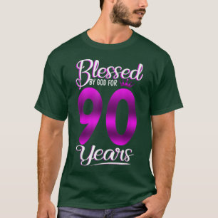 Camiseta Abençoado por Deus por 90 anos de idade, presente 