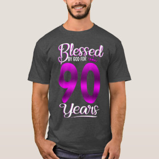 Camiseta Abençoado por Deus por 90 anos de idade, presente