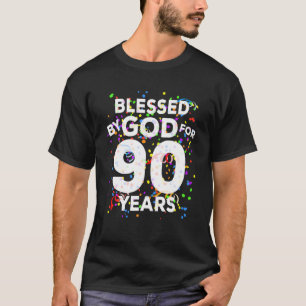 Camiseta Abençoado Por Deus Por 90 Anos Feliz Aniversário