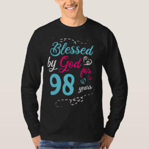 Camiseta Abençoado Por Deus Por 98 Anos 98 Festa de anivers