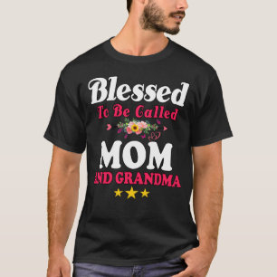 Camiseta Abençoado por ser chamado de Mãe e Vovó Dia das Mã