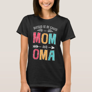 Camiseta Abençoado Por Ser Chamado Mãe E Flores De Oma Gráf