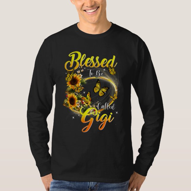 Camiseta Abençoado Seja Chamada Gigi Sunflower Avó (Frente)