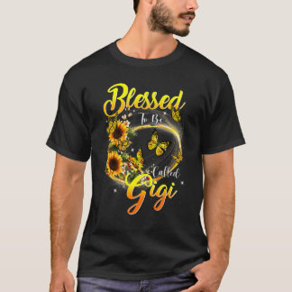 Camiseta Abençoado Seja Chamada Gigi Sunflower Avó