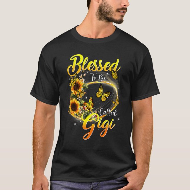 Camiseta Abençoado Seja Chamada Gigi Sunflower Avó (Frente)