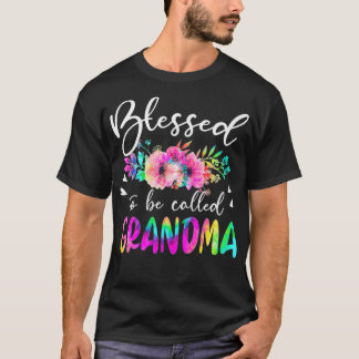 Camiseta Abençoado Seja Chamada Vovó Mãe Floral Tie Dye Mo