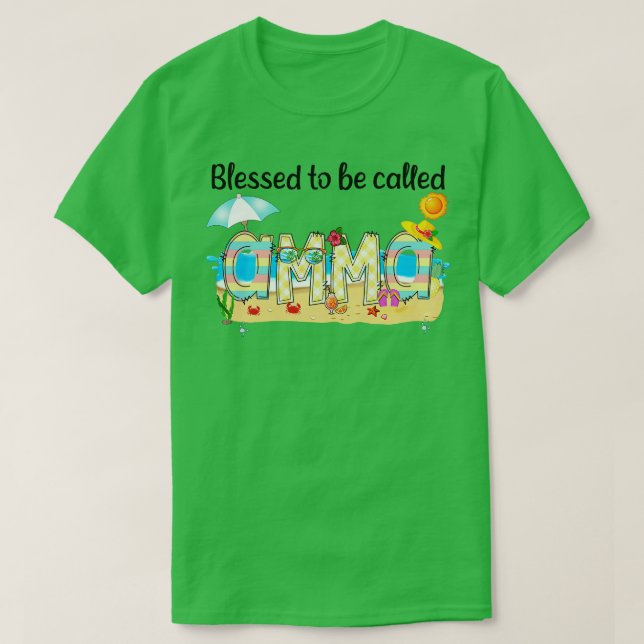 Camiseta Abençoado Seja Chamado Amma Summer Beach Mothe (Frente do Design)