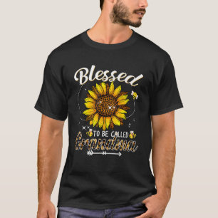 Camiseta Abençoado Seja Chamado Avó Engraçado Leopard Sunfl