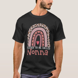Camiseta Abençoado Seja Chamado De Mãe Leopardo Nonna Rainb