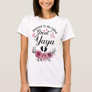 Camiseta Abençoado Seja Chamado Dia de as mães Yaya Floral