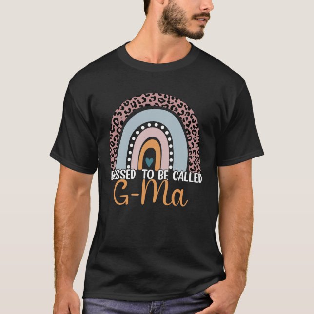 Camiseta Abençoado Seja Chamado G Mãe Rainbow Leopard Mãe G (Frente)