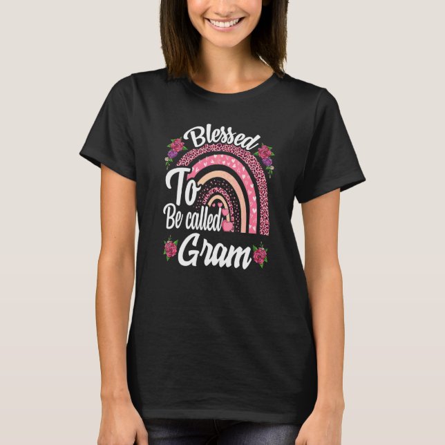 Camiseta Abençoado Seja Chamado Gram Cute Rainbow Para Mães (Frente)