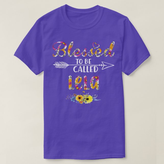 Camiseta Abençoado seja chamado Lela Dia de as mães floral  (Frente do Design)