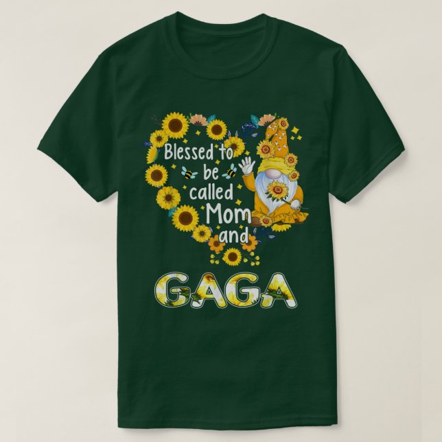 Camiseta Abençoado Seja Chamado Mãe e Gaga Fall Gnomo Sunfl (Frente do Design)