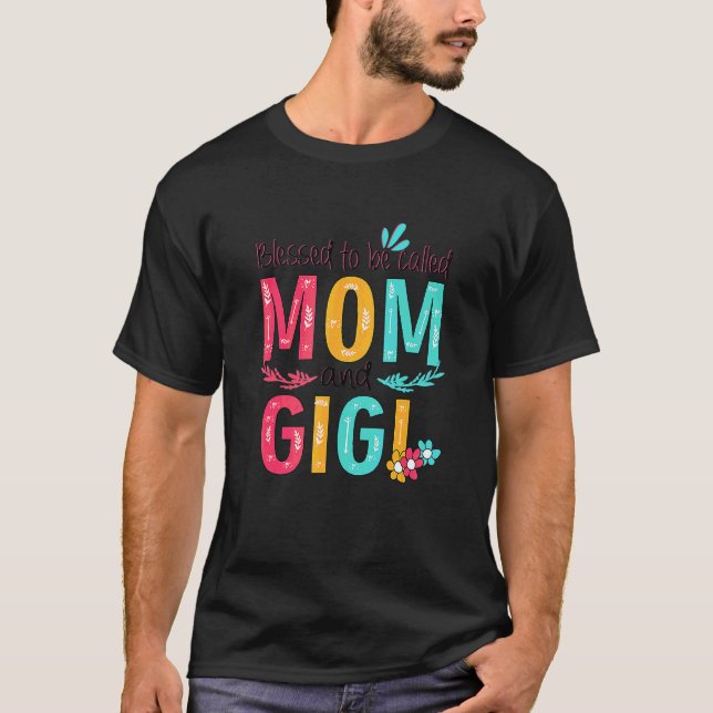 Camiseta Abençoado Seja Chamado Mãe E Gigi Avó Floral M (Frente)
