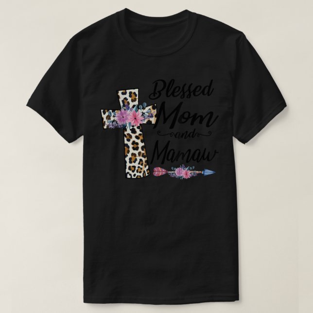 Camiseta Abençoado Seja Chamado Mãe e Mamaw Engraçada Avó M (Frente do Design)