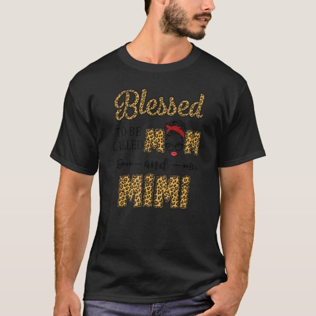 Camiseta Abençoado Seja Chamado Mãe E Mimi Leopard Mãe D (Frente)
