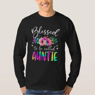 Camiseta Abençoado Seja Chamado Mãe E Tia Floral Tie Dye