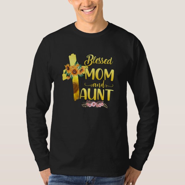 Camiseta Abençoado Seja Chamado Mãe E Tia Mãe De Girassol (Frente)