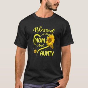 Camiseta Abençoado Seja Chamado Mãe E Tia Sunflower Mothe