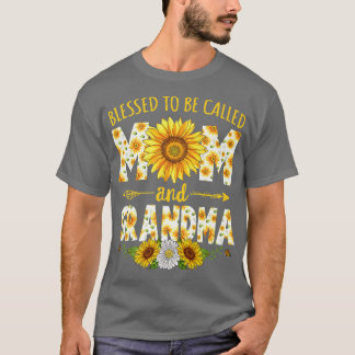 Camiseta Abençoado Seja Chamado Mãe E Vovó Mothe Sunflower