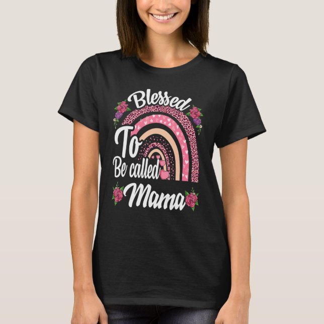 Camiseta Abençoado Seja Chamado Mamã Cute Rainbow Para Mães (Frente)