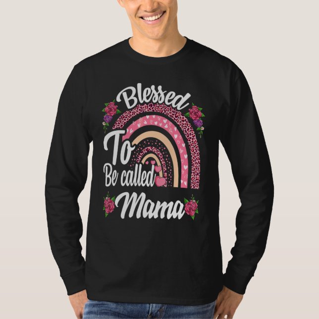 Camiseta Abençoado Seja Chamado Mamã Cute Rainbow Para Mães (Frente)