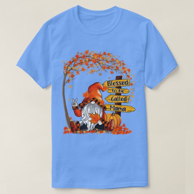 Camiseta Abençoado Seja Chamado Mamãe Gnomo Fall Autumn Obr (Frente do Design)