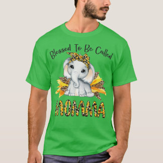Camiseta Abençoado Seja Chamado Mamma Sunflower Elephant Mo