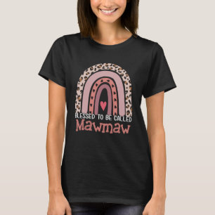 Camiseta Abençoado Seja Chamado Mawmaw Rainbow Leopardo Mãe