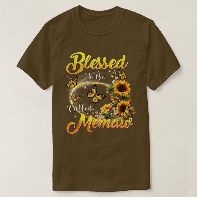 Camiseta Abençoado seja chamado Memaw Sunflower Lovers Gran (Frente do Design)