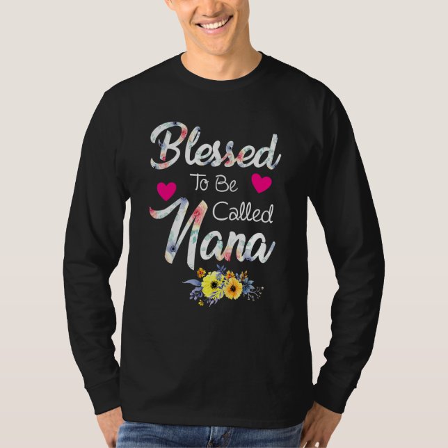 Camiseta Abençoado Seja Chamado Nana Floral Vovó Família Mo (Frente)