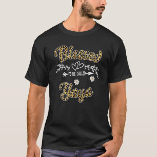 Camiseta Abençoado Seja Chamado Yaya Womens Leopard Yaya Mo