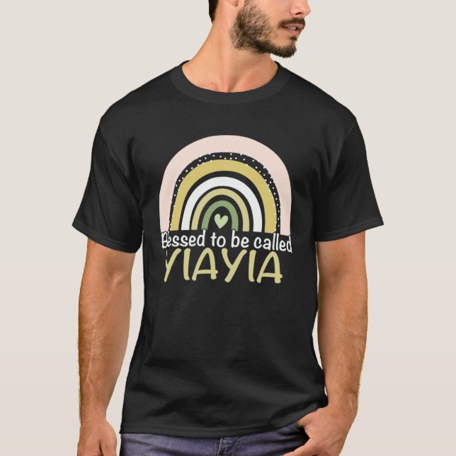 Camiseta Abençoado seja chamado Yiayia Boho Rainbow Mãe (Frente)
