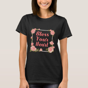 Camiseta Abençoado Seja Seu Coração Com Rosas Insp