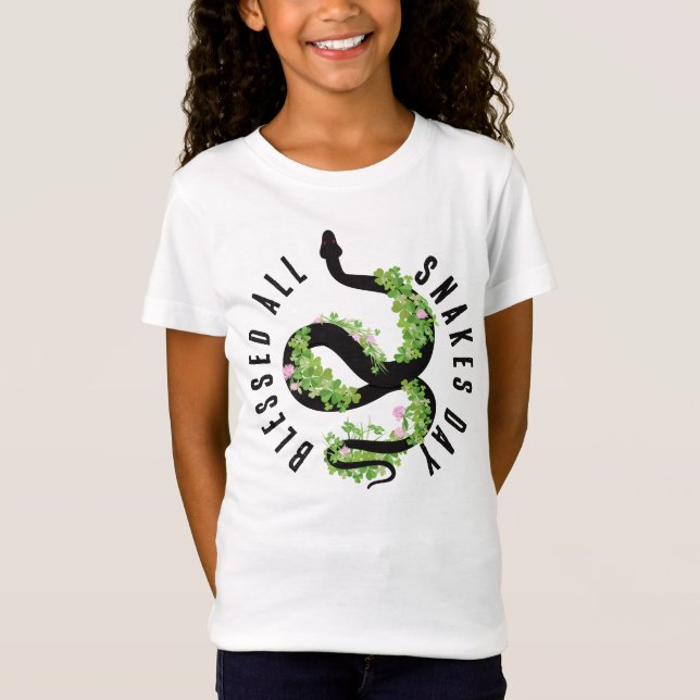 Camiseta Abençoado Todos os Cobras Dia Sortuda Serpente e V (Frente)