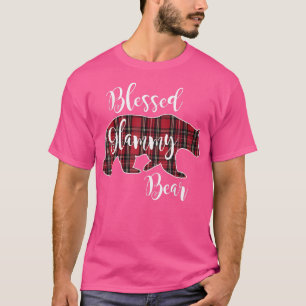 Camiseta Abençoado Urso Vermelho Xadrez de Tartan Vermelho,