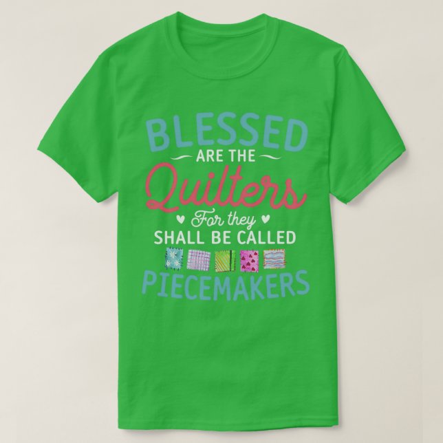 Camiseta Abençoados São Os Quilters Funny Piecemakers Quilt (Frente do Design)