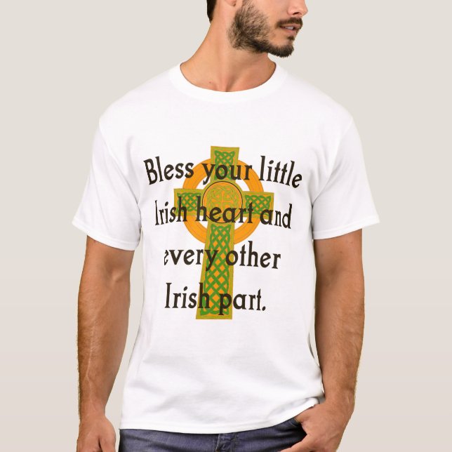 Camiseta Abençoe Seu Coração Irlandês - citação Irlandesa (Frente)