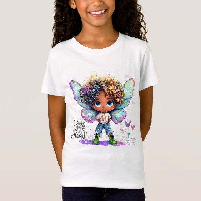 Camiseta Abençoe Seu Coração Lil Fairy Kids T-Shirt (Frente)