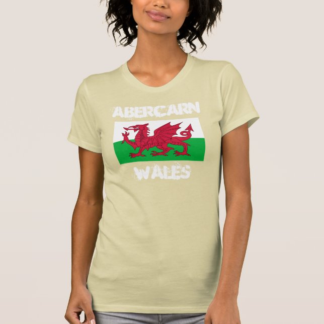 Camiseta Abercarn, País de Gales com bandeira galesa (Frente)