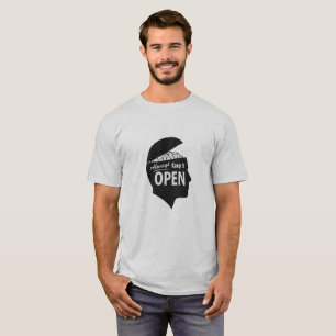 Camiseta Abertura Mental Ideia Desenho Lema, feche a lacuna