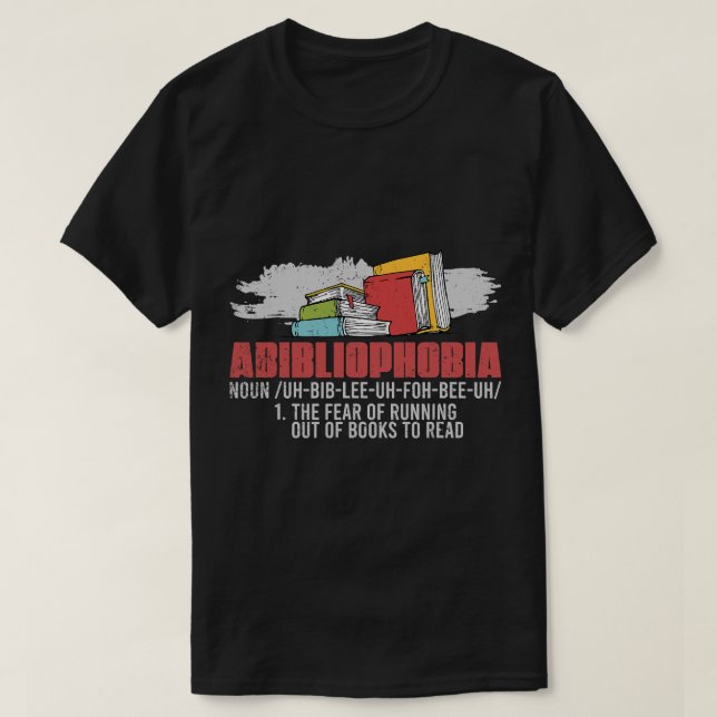 Camiseta Abibliofobia Medo De Ficar Sem Livros Para Ler (Frente do Design)