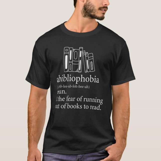 Camiseta Abibliofobia Medo De Ficar Sem Livros Para Ler (Frente)