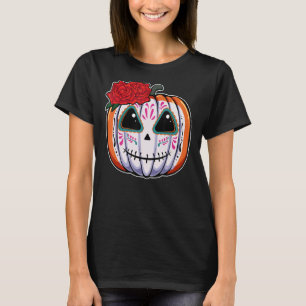 Camiseta Abóbora Açúcar Cabeça Crânio Morto Dia Muertos H