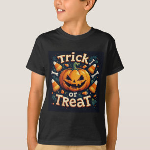 Camiseta Abóbora Alegre Com Guloseimas de Milho Doce 🎃