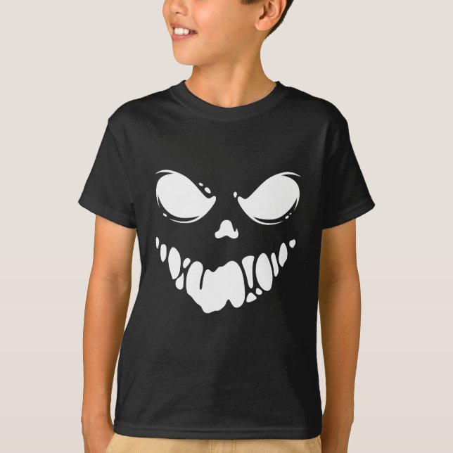 Camiseta Abóbora Assustadora e Sinistra com Rosto de Jack O (Frente)