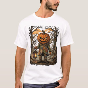 Camiseta Abóbora Assustadora Lanterna Coruja Hau do Dia das